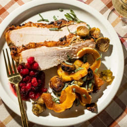 Herbed Turkey Breast With Delicata Squash and Brussels Sprouts