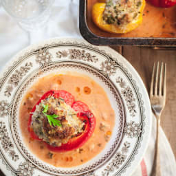 Herby Pork, Zucchini and Millet Stuffed Peppers