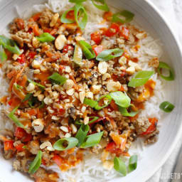 Hoisin Stir Fry Bowls with Spicy Peanut Sauce