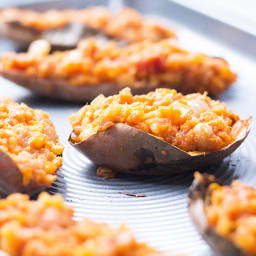 Smoky Chickpea Loaded Sweet Potato Skins