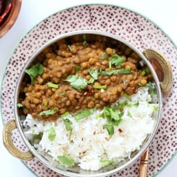 Oil free Lentil Soup. Spicy Garlic Dal