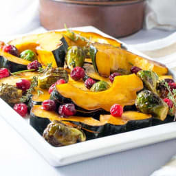 Honey Balsamic Roasted Acorn Squash and Brussels Sprouts