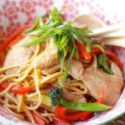 Honey soy chicken noodle stir fry