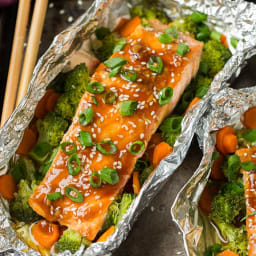 Honey Teriyaki Salmon and Veggies in Foil