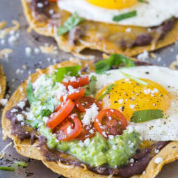 Huevos Rancheros Breakfast Tostadas with Avocado Salsa Verde