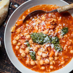 Instant-Pot Italian Chickpea Stew with Pesto