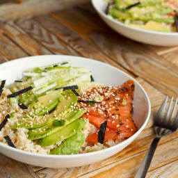 Japanese Smoked Salmon and Avocado Rice Bowls