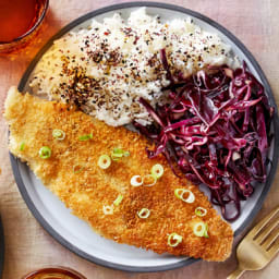 Katsu-Style Catfishwith Black Garlic Mayonnaise and Jasmine Rice