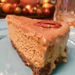 Keto Bourbon Caramel Pumpkin Cheesecake