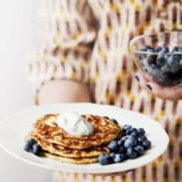 Keto pancakes with berries and whipped cream