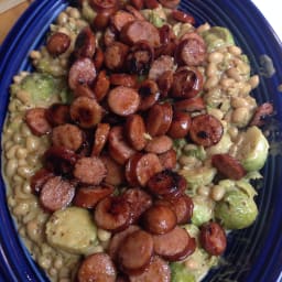 Kielbasa with Brussels Sprouts in Mustard Cream Sauce