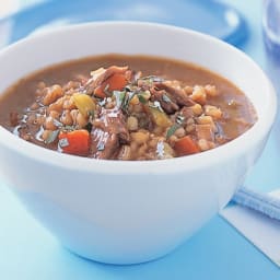 Lamb shank and barley soup