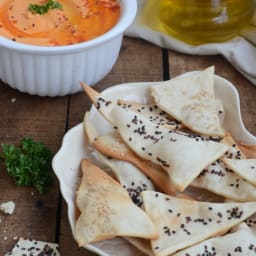 Lavash Crackers with Roasted Red Bell Pepper Hummus