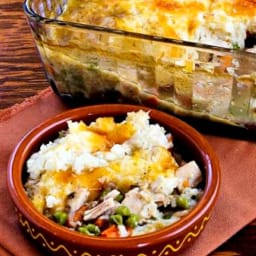 Leftover Turkey (or chicken) Shepherd's Pie Casserole with Garlic-Parmesan 