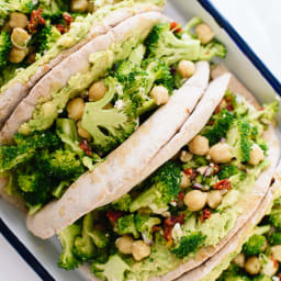 Broccoli, Chickpea & Avocado Pita Sandwiches