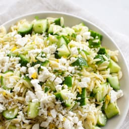 Lemony Orzo Pasta Salad with Cucumber and Feta