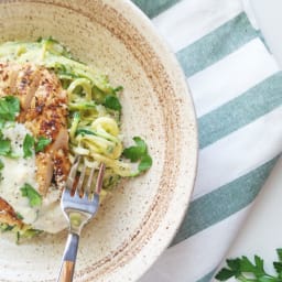 Lightened Up Chicken Alfredo with Zucchini Noodles