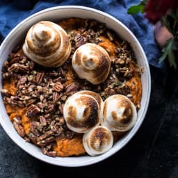 Lighter Baked Sweet Potato Casserole with Maple Toasted Marshmallow