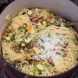 Linguine with Tomatoes, Baby Zucchini and Herbs