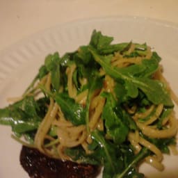 Linquine with Pesto, Sun Dried Tomatoes and Arugula