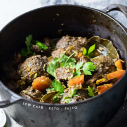 Low-Carb Beef Stew with Herby Dumplings