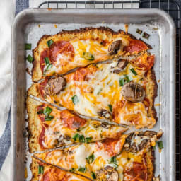 Low Carb Pepperoni and Mushroom Cauliflower Pizza