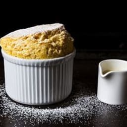 Mango Soufflés with Coconut-Lime Crème Anglaise