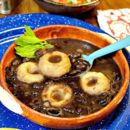 Masa Balls in a Black Bean Soup  (Mexican corn Dumplings)