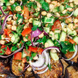 Mediterranean Chickpea Salad With Za'atar & Fried Eggplant