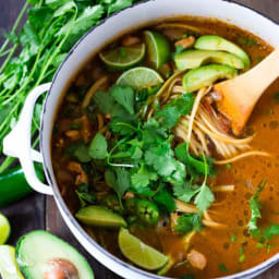Mexican Chicken (or chickpea) Noodle soup
