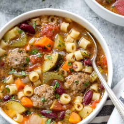 Minestrone Soup Recipe with Meatballs (Dairy Free)