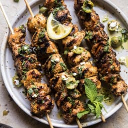 Moroccan Grilled Chicken with Herby Lemon Olive Vinaigrette