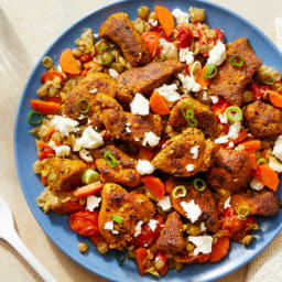 Moroccan-Style Chicken & Lentils with Tomatoes & Feta Cheese