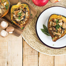 Mushroom, Apple, and Walnut Stuffed Acorn Squash