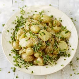 New potato salad with garlic mayonnaise and cress