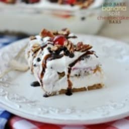 No Bake Banana Split Cheesecake Bars