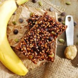 Oat-free and Nut-free Chocolate Banana Granola Bars (Gluten, dairy, egg, so