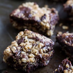 Oatmeal Chocolate Chunk Cookie Peanut Butter Swirled Brownies.