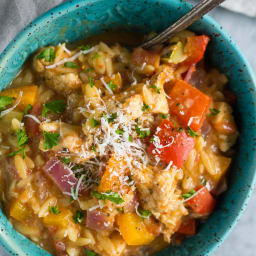 One Pot Healthy Cajun Chicken Orzo