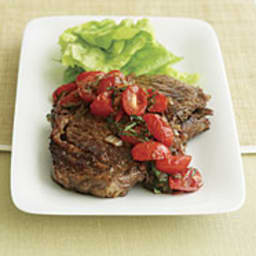 Pan-Seared Rib-Eye Steak with Balsamic Onion and Tomato Salsa