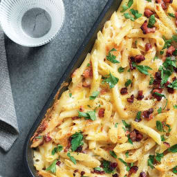 Pancetta and Taleggio pasta bake