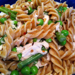 Pasta- Cream Sauce, with Chicken, Asparagus, Peas