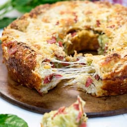 Pesto, Salami Pull Apart Cheese Bread