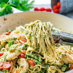 Pesto Shrimp Asparagus Pasta