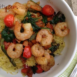 Pesto Spaghetti Squash with Shrimp