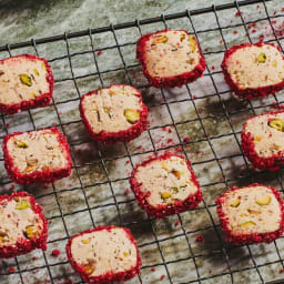 Pistachio-Rose Shortbread Squares