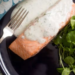 Poached Salmon With Dill-Yogurt Sauce Recipe