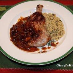 Pork Chops with Cranberry Wine and Cream Sauce