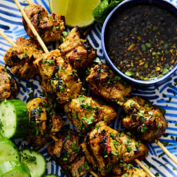 Pork Satay with Spicy Sweet Soy Dipping Sauce