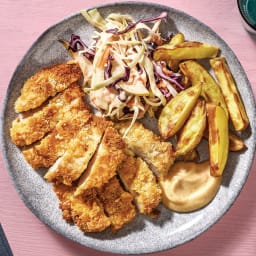 Pork Schnitzel & Fries with Smokey Aioli Slaw